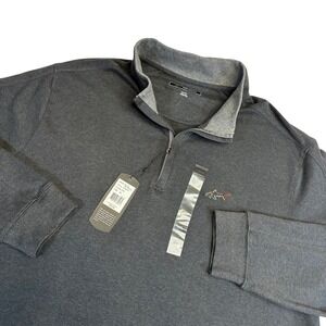 Greg Norman Mens XXL Charcoal Gray Lux Cotton 1/4 Zip Pullover Golf Shirt New